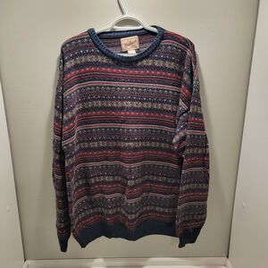 Woolrich Vintage Multicolor Fair Isle Crewneck Sweater in Navy and Red
